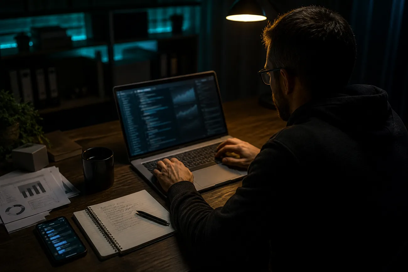 small business owner analyzing dark web threats