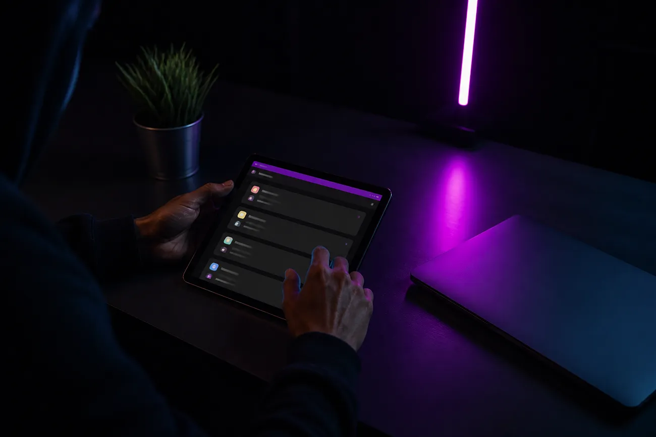 user browsing Tor topic links on a tablet
